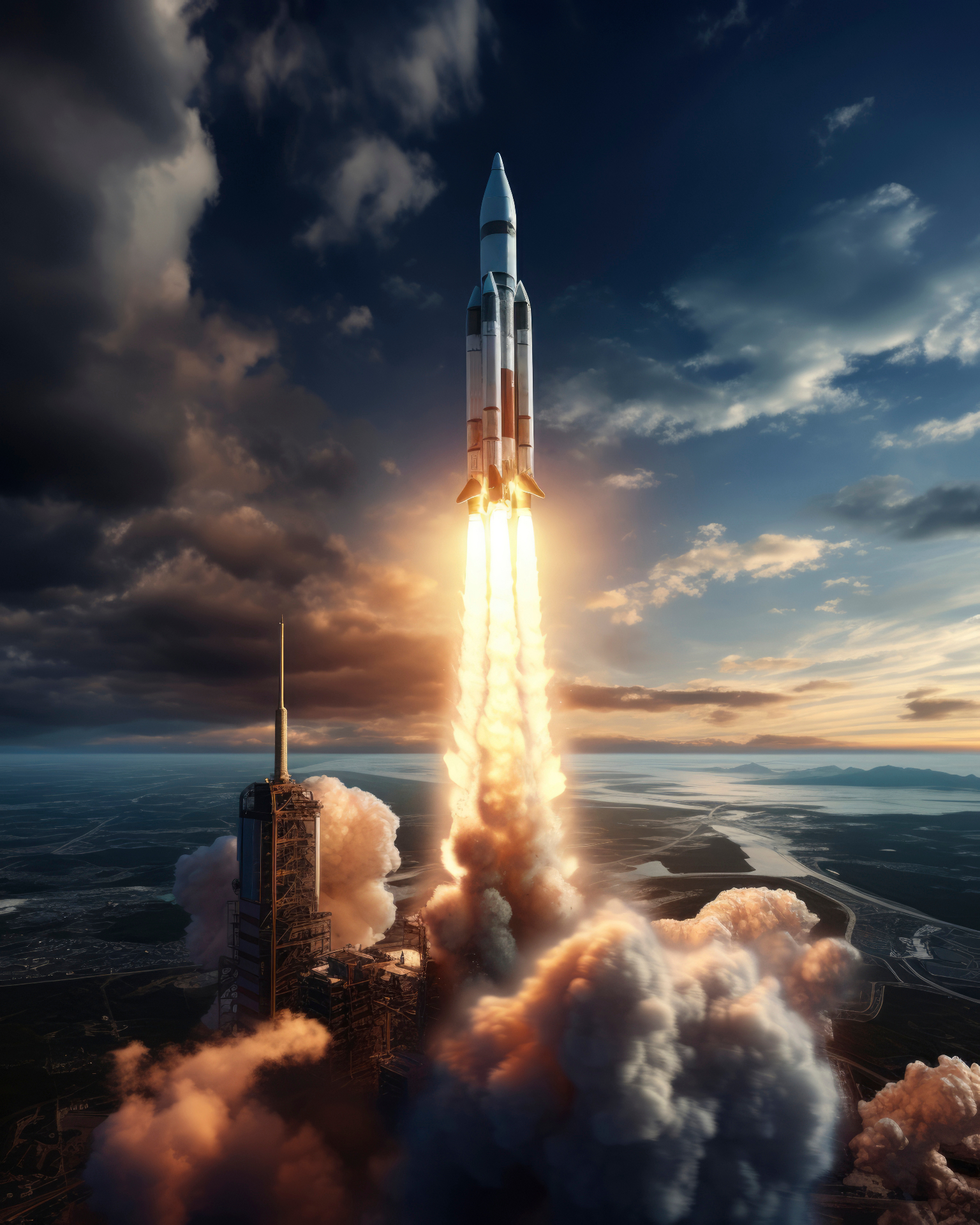 SpaceX Starship rocket launching against a night sky